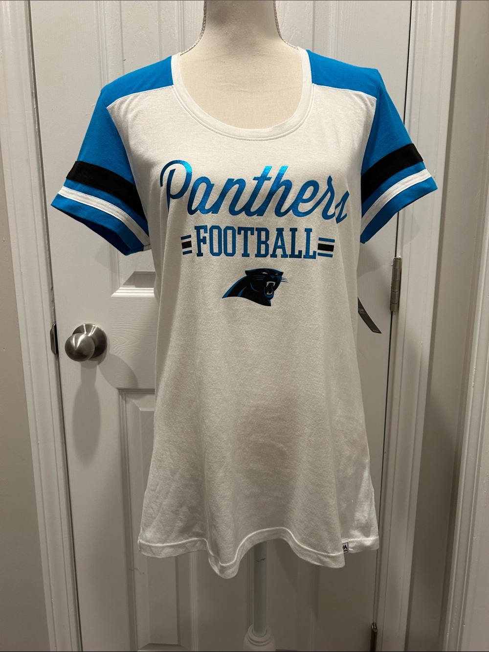 Large Majestic Carolina Panthers Football Short Sleeve Top